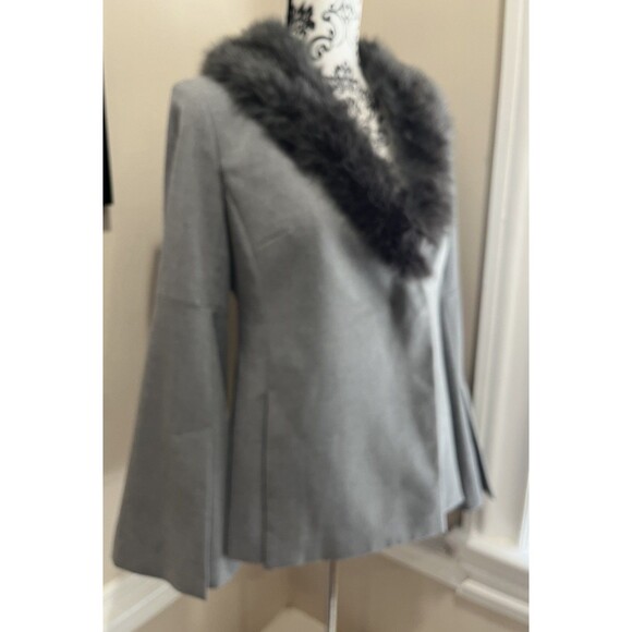 Banana Republic Gray Removable Faux Fur Collar Blazer Sz 4 Office Siren Mob Wife - Picture 8 of 15